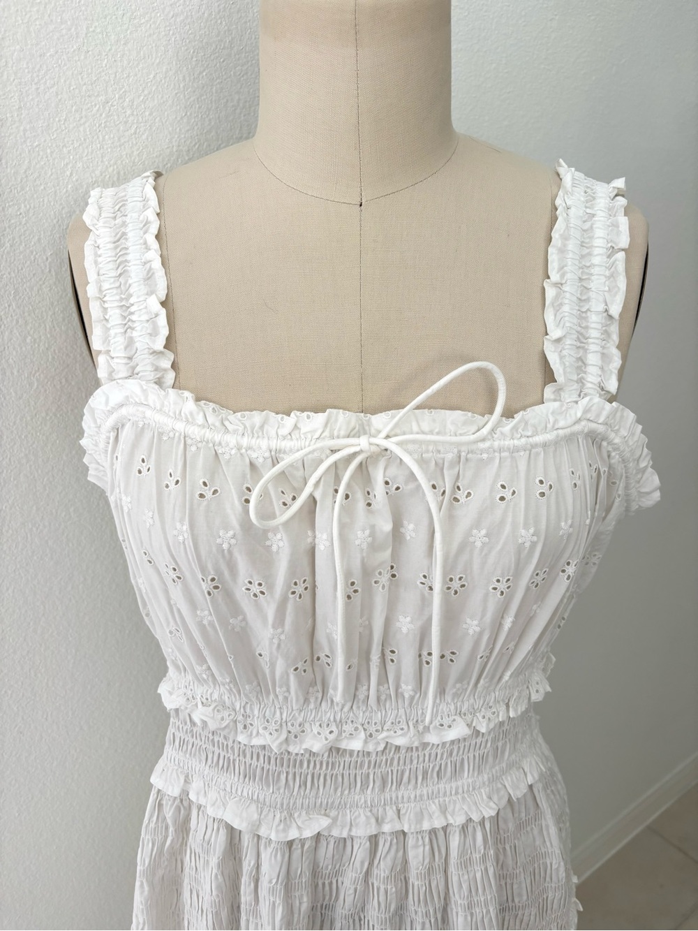 Gap × DÔEN White Eyelet Midi Dress NWT Limited-Edition Vintage-Inspired L - Picture 4 of 11